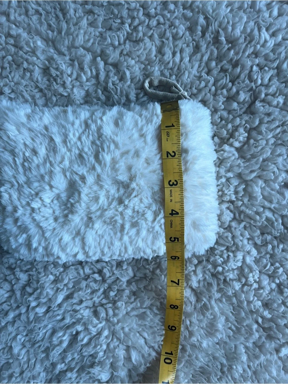 Plush Faux Fur Zip Pouch - Cream